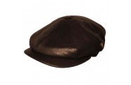 Brown Eight Piece Leather Cap